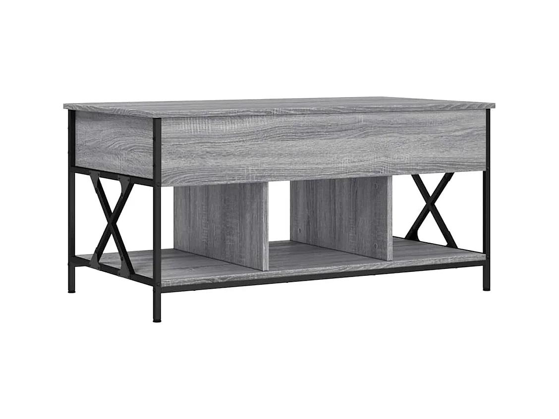 Table basse sonoma gris 100x55x50 cm bois d'ingénierie et métal