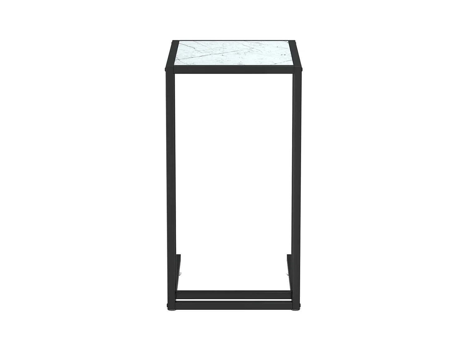 Table d'appoint ordinateur Marbre blanc 50x35x65cm Verre trempé