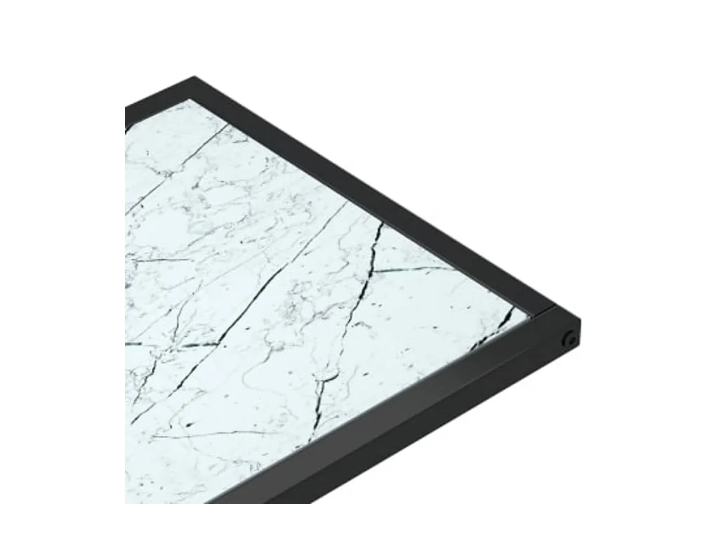Table d'appoint ordinateur Marbre blanc 50x35x65cm Verre trempé