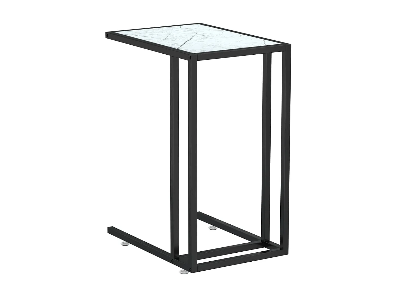 Table d'appoint ordinateur Marbre blanc 50x35x65cm Verre trempé