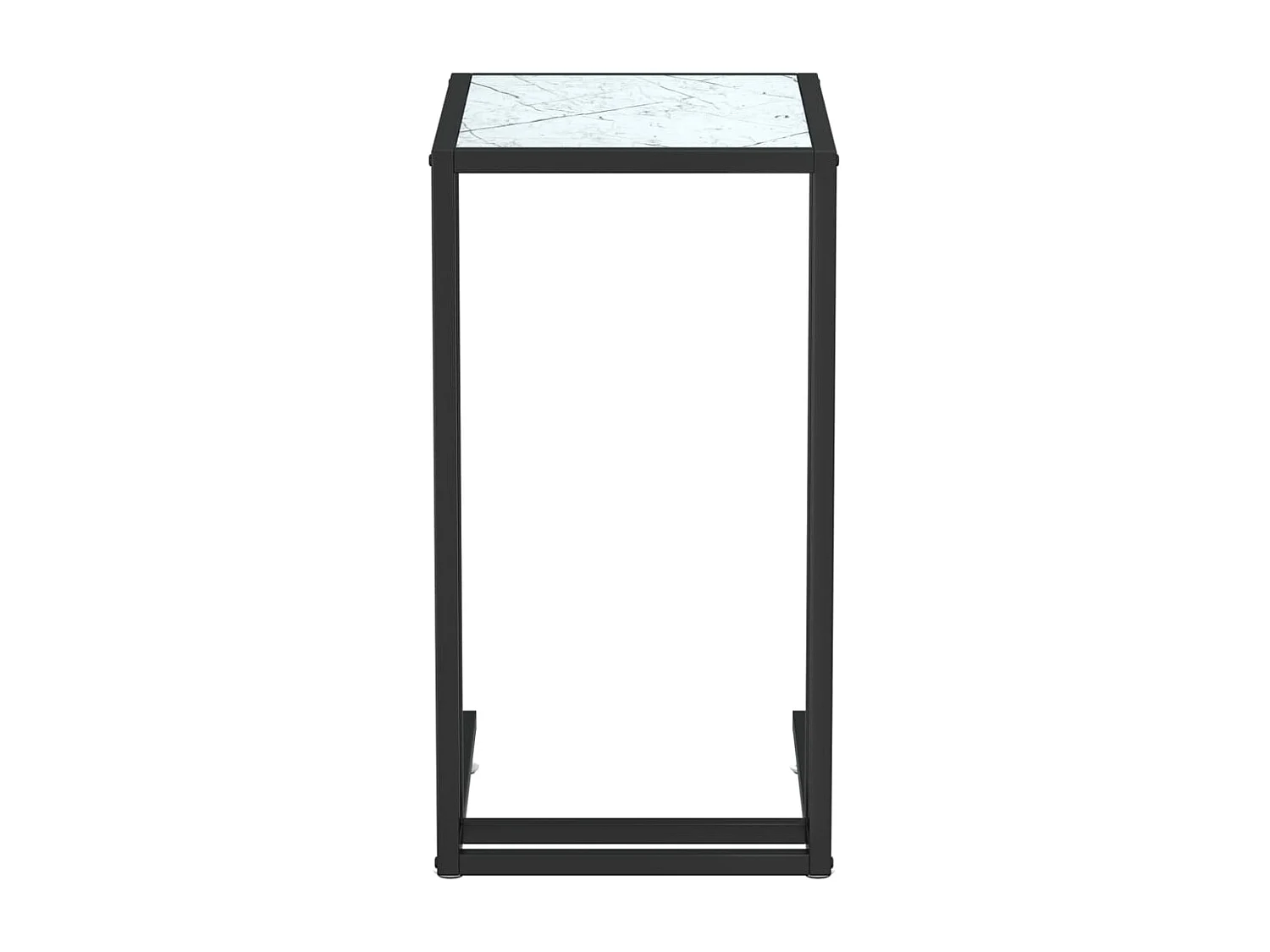 Table d'appoint ordinateur Marbre blanc 50x35x65cm Verre trempé