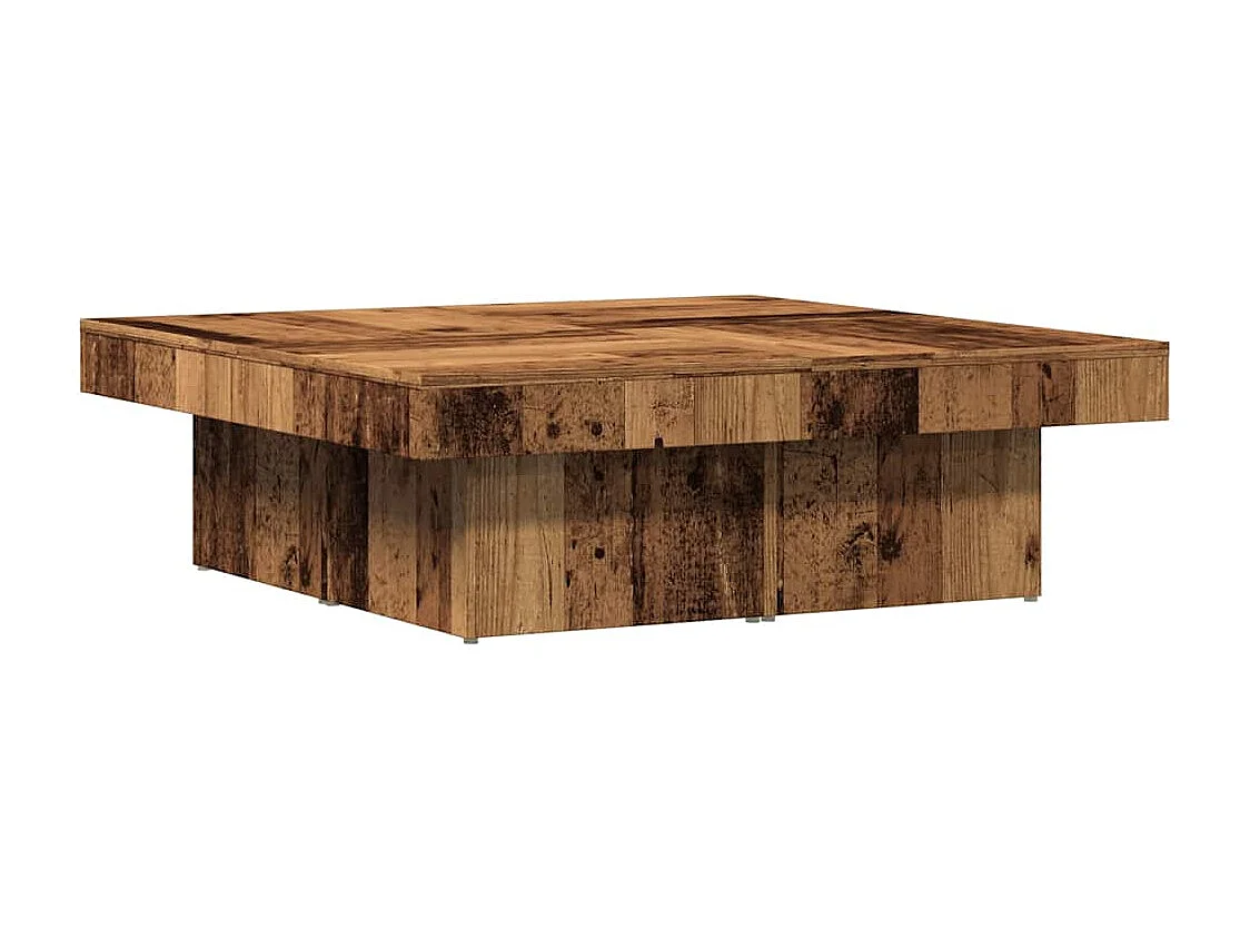 Mesa de centro madera vieja 90x90x28 cm madera de ingeniería