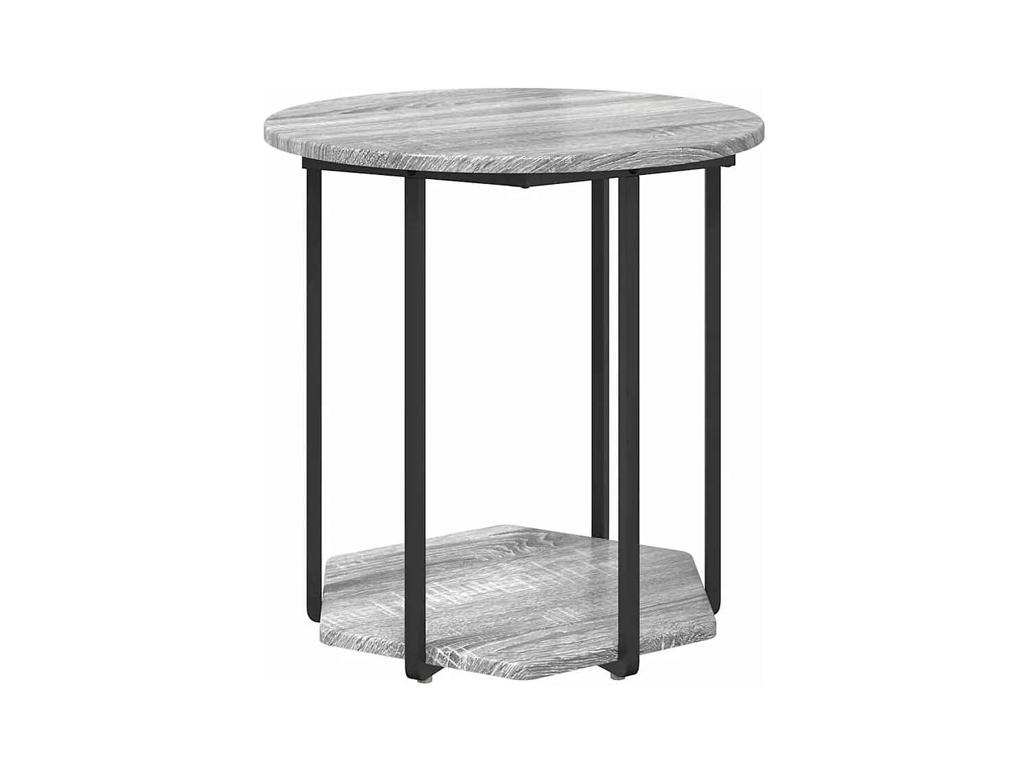 Set di tavolini laterali da 2 pezzi in grigio Sonoma e nero