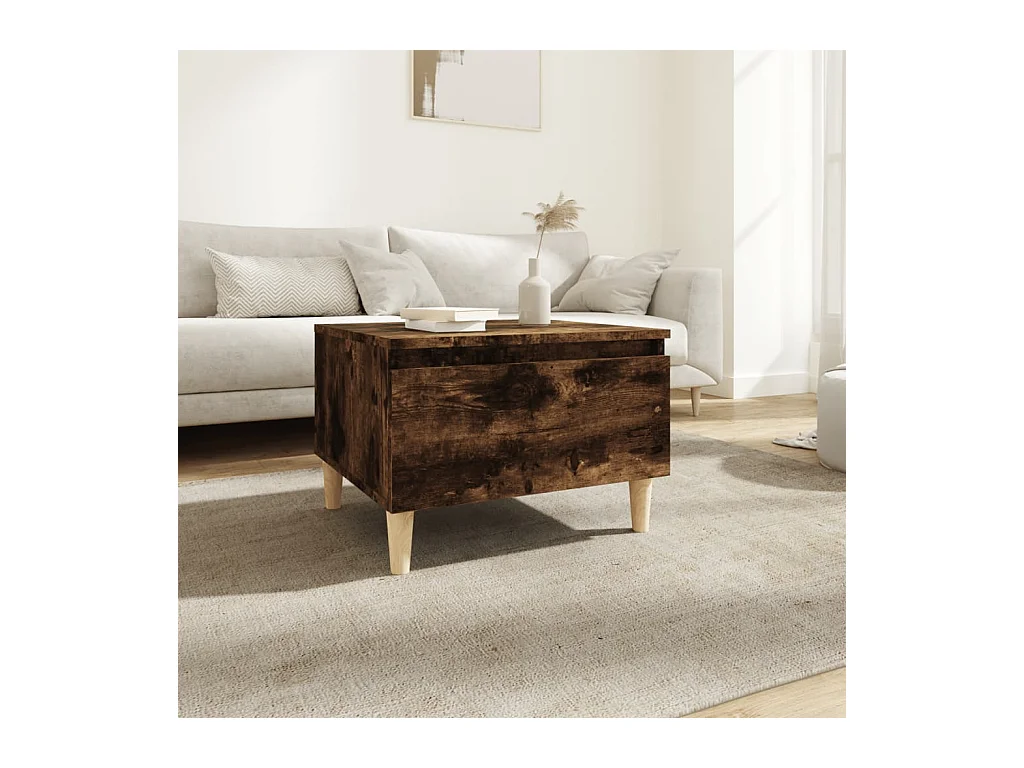 Tavolino laterale in rovere affumicato 50x46x35 cm in legno ingegnerizzato