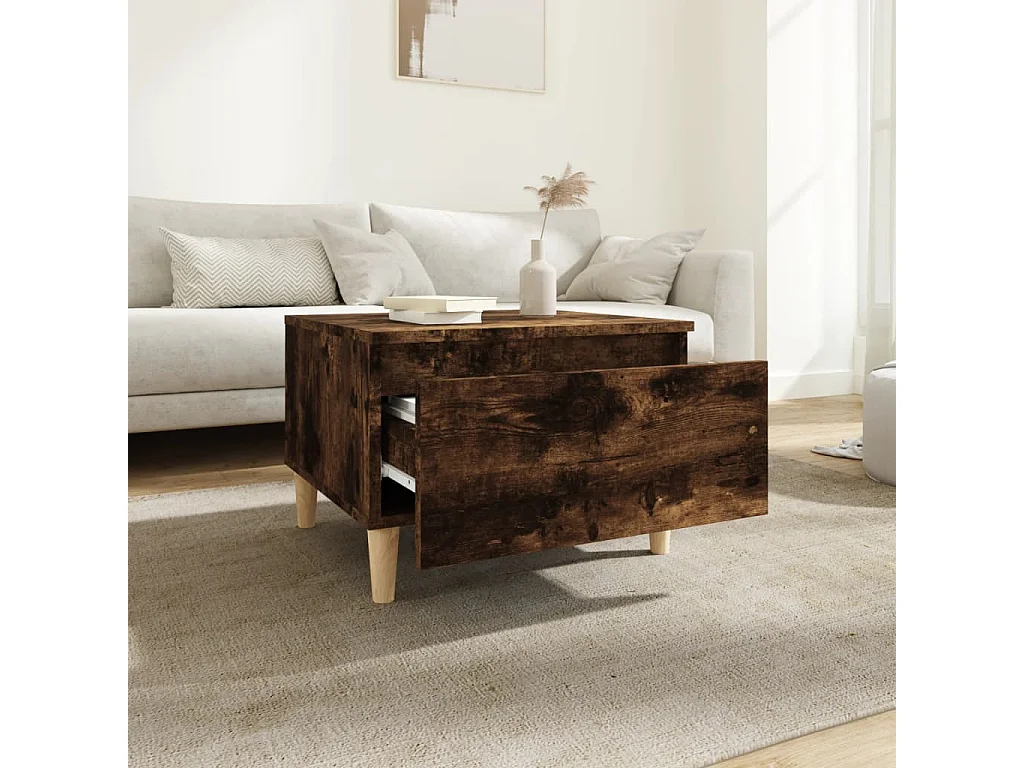 Mesa auxiliar de roble ahumado 50x46x35 cm Madera de ingeniería