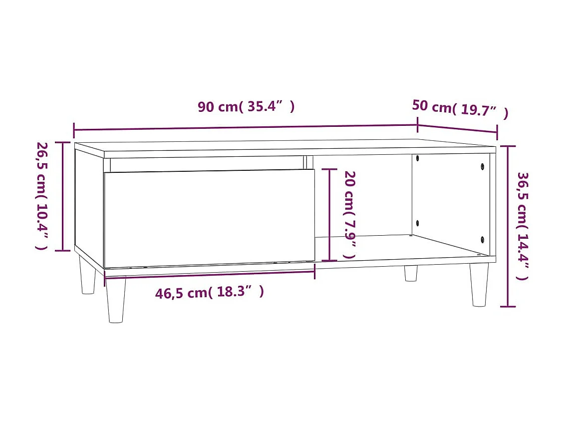 Table basse Gris béton 90x50x36,5 cm Bois d'ingénierie
