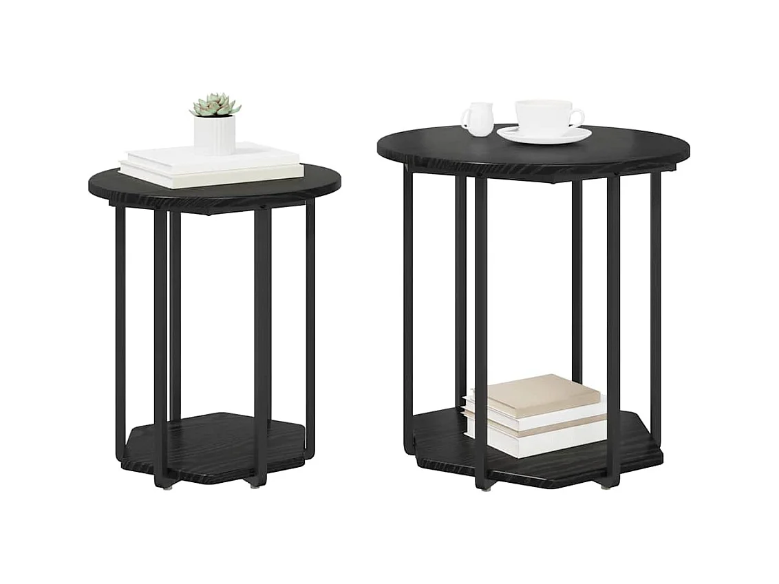 Ensemble de tables d'appoint 2 pcs Chêne noir 50 x 50 x 50.5 cm