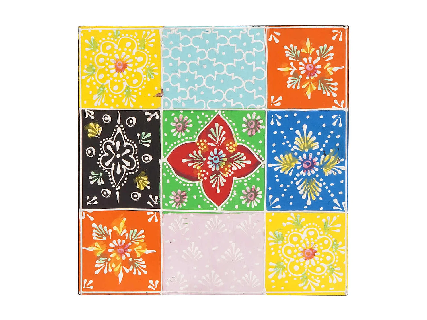 Tavolino impilabile marrone 50 x 50 x 50 cm in legno massello di mango