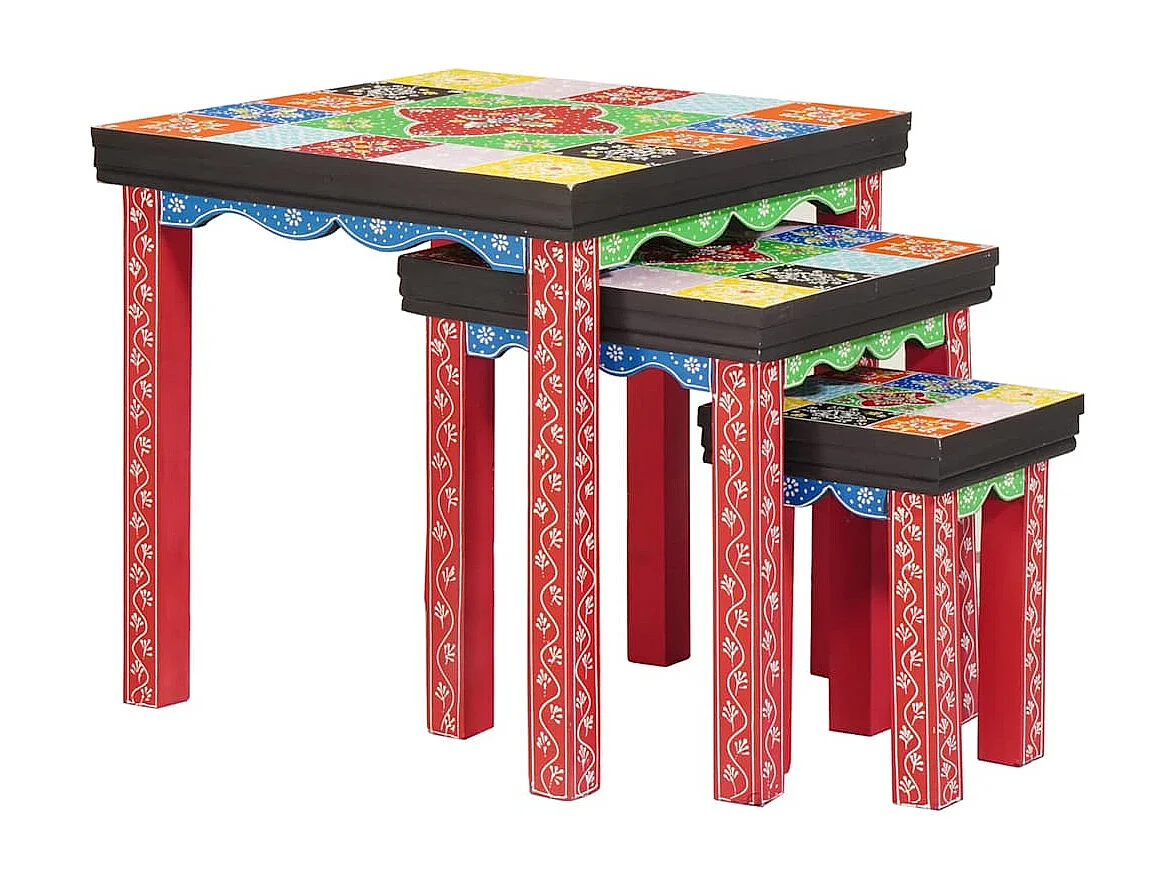 Table Gigogne Marron 50 x 50 x 50 cm Bois de manguier massif