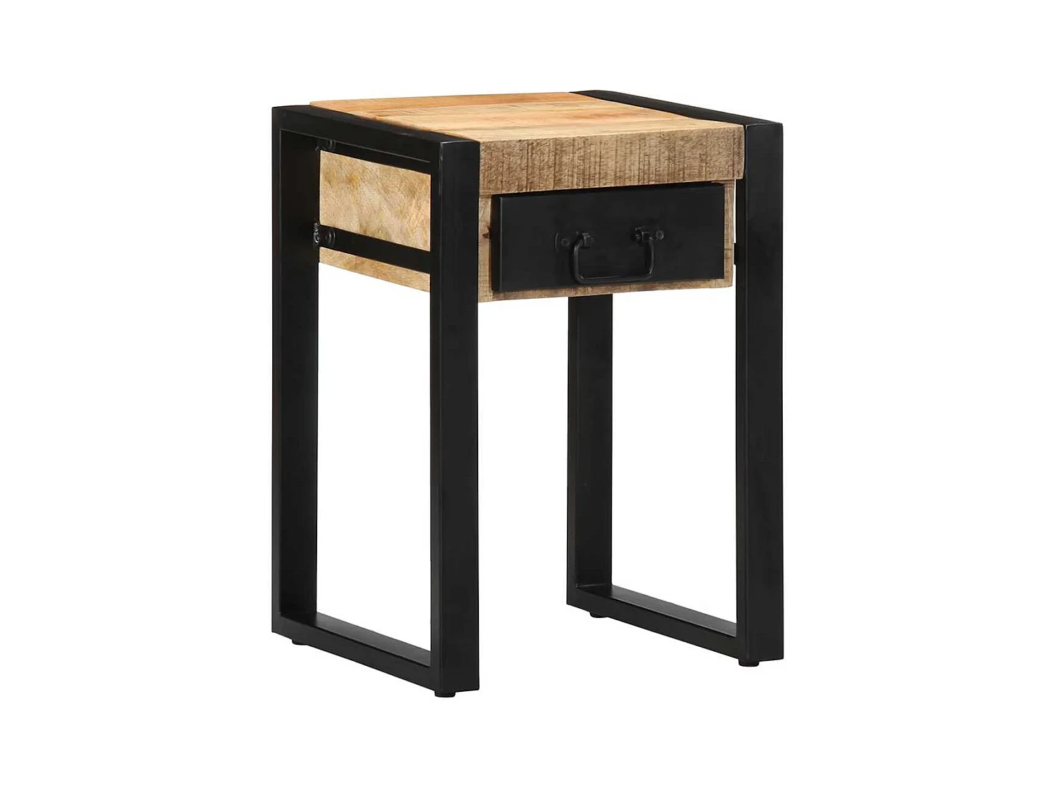 Tavolino laterale 35x35x50 cm in legno massello di mango grezzo