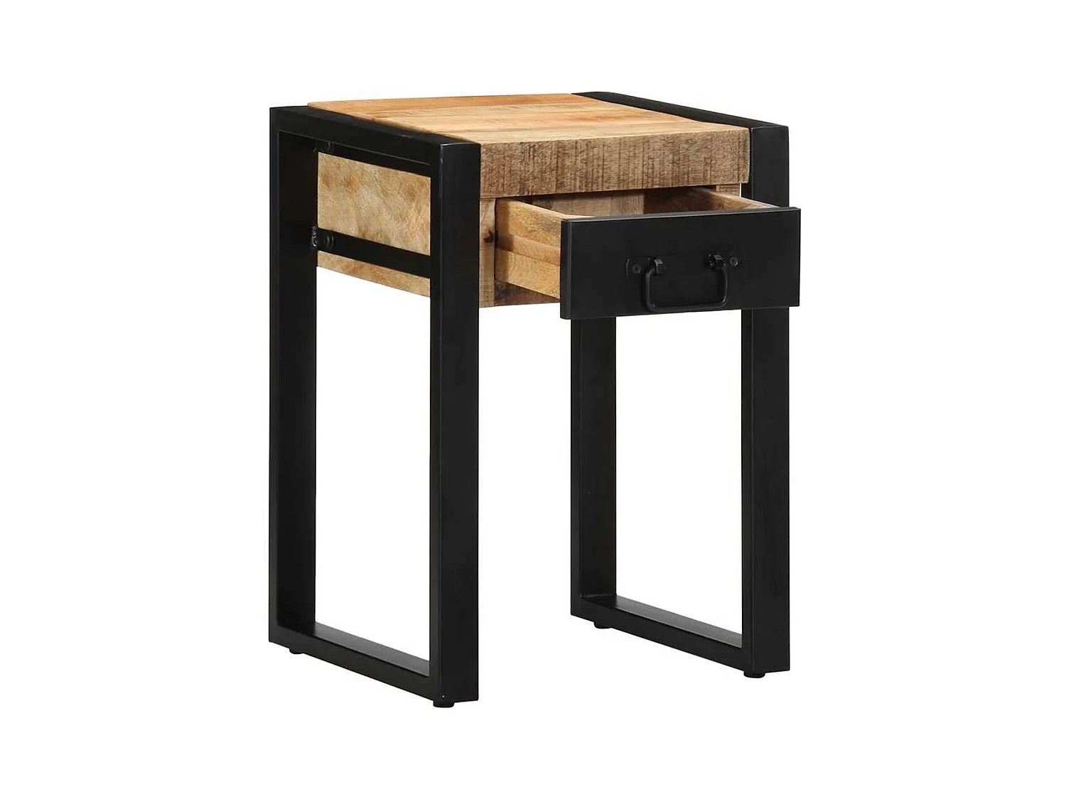 Tavolino laterale 35x35x50 cm in legno massello di mango grezzo