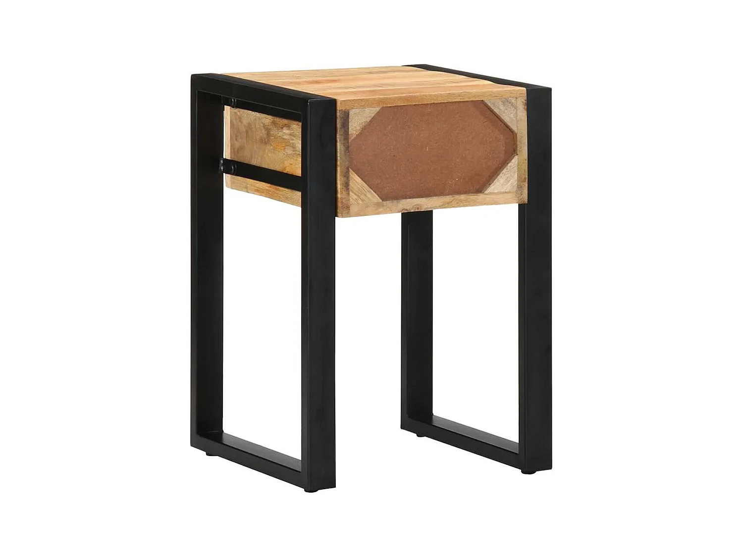 Tavolino laterale 35x35x50 cm in legno massello di mango grezzo