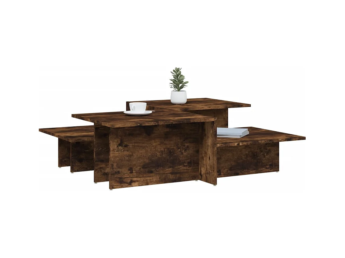 Salontafels 2 stuks Gerookt eikenhout Technisch hout