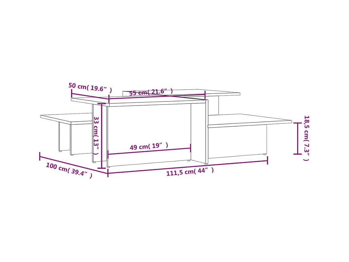 Salontafels 2 stuks Gerookt eikenhout Technisch hout