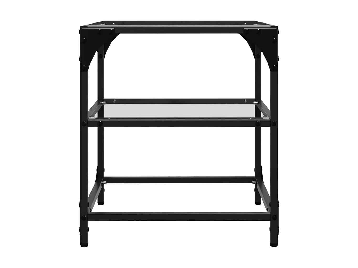 Salontafel met transparant glazen blad 40x40x45 cm staal