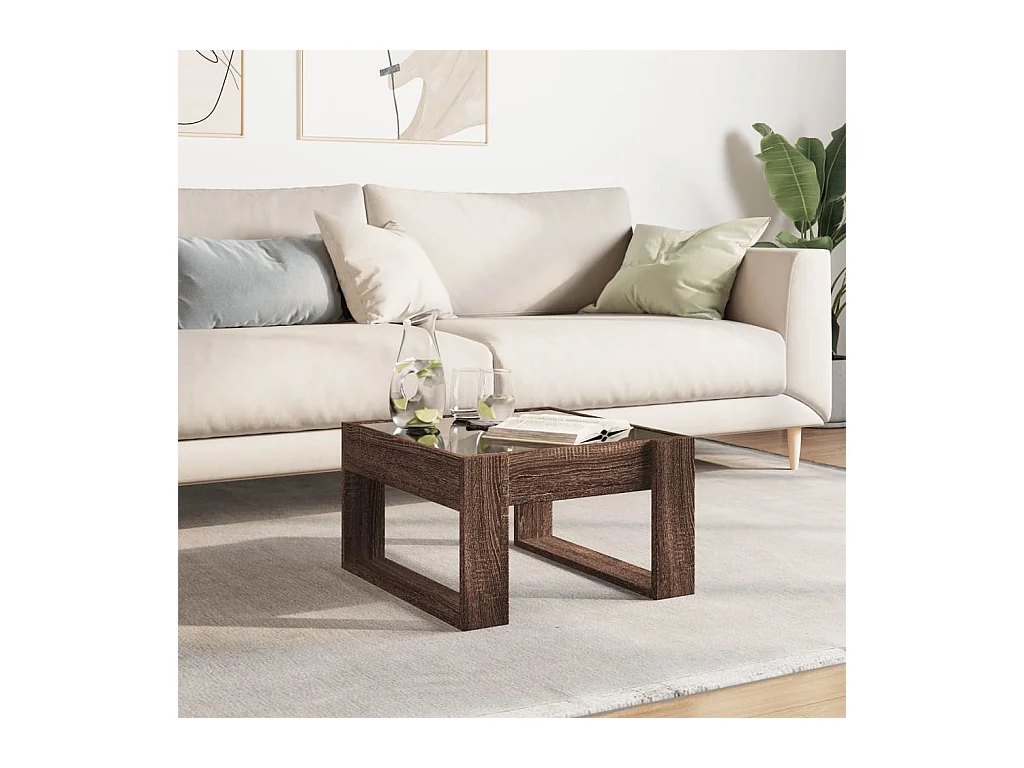 Couchtisch mit unendlicher LED braune Eiche 50x53x30 cm