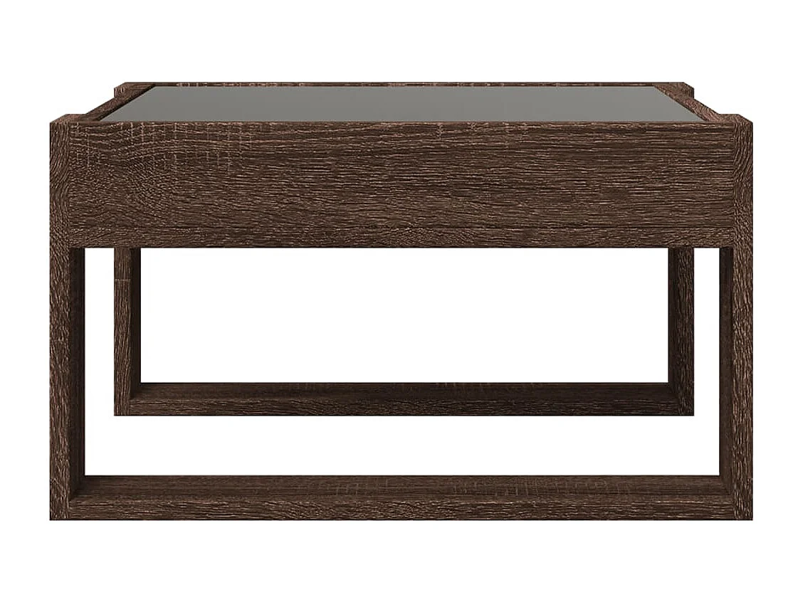 Couchtisch mit unendlicher LED braune Eiche 50x53x30 cm