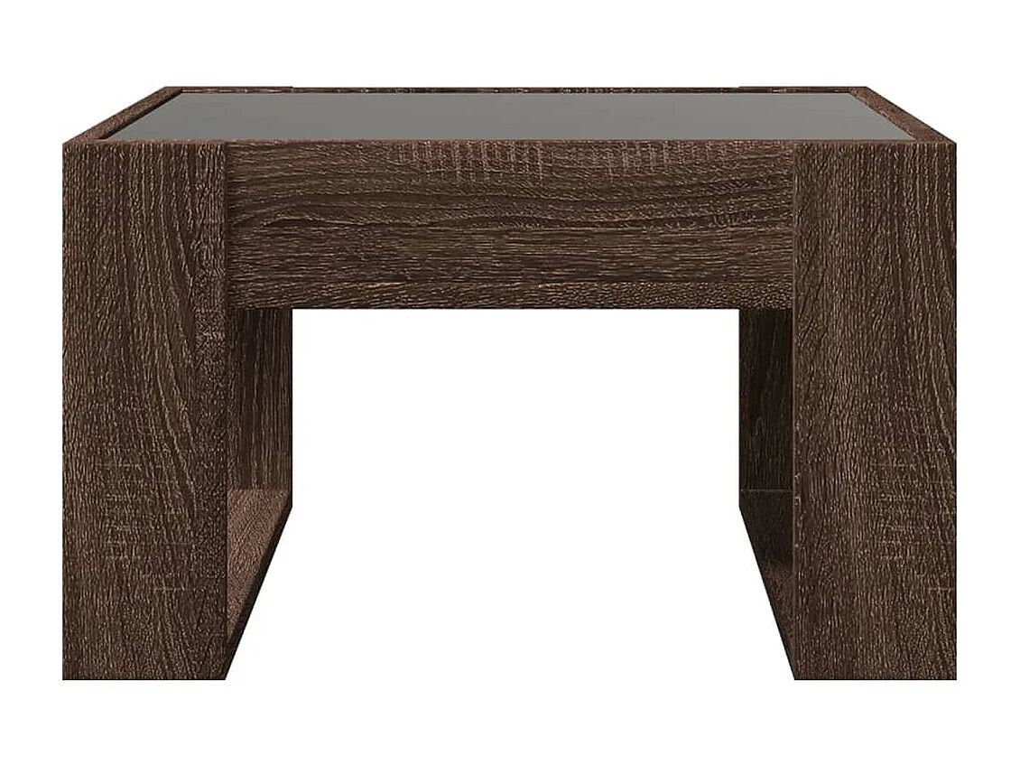 Couchtisch mit unendlicher LED braune Eiche 50x53x30 cm