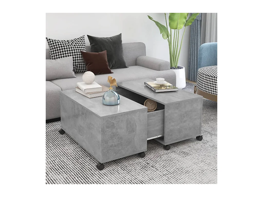 Tavolino da caffè grigio cemento 75x75x38 cm in legno ingegnerizzato