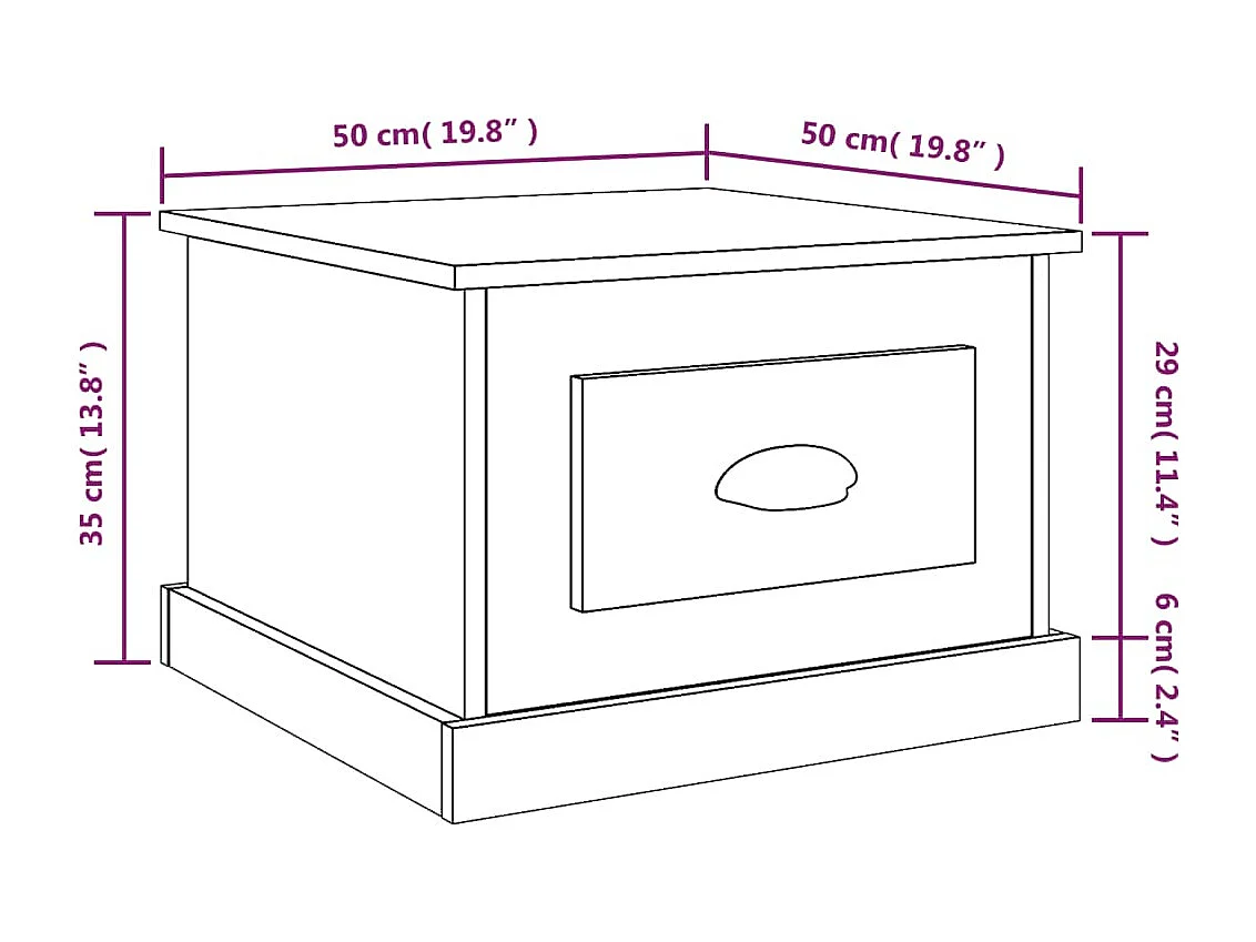 Table basse blanc 50x50x35 cm bois d'ingénierie
