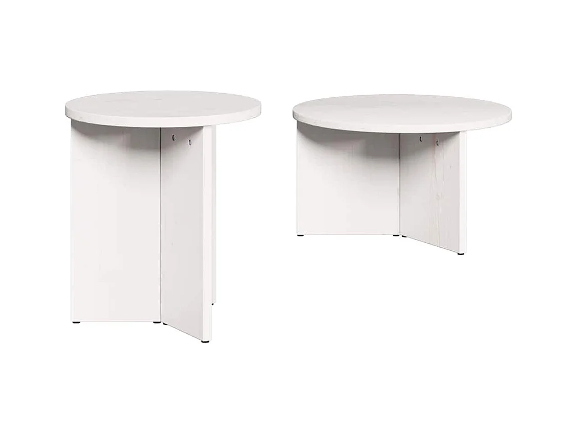 Table basse 2 pcs Blanc 49 x 49 x 28 cm Bois de pin massif