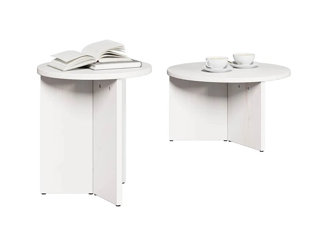 Table basse 2 pcs Blanc 49 x 49 x 28 cm Bois de pin massif