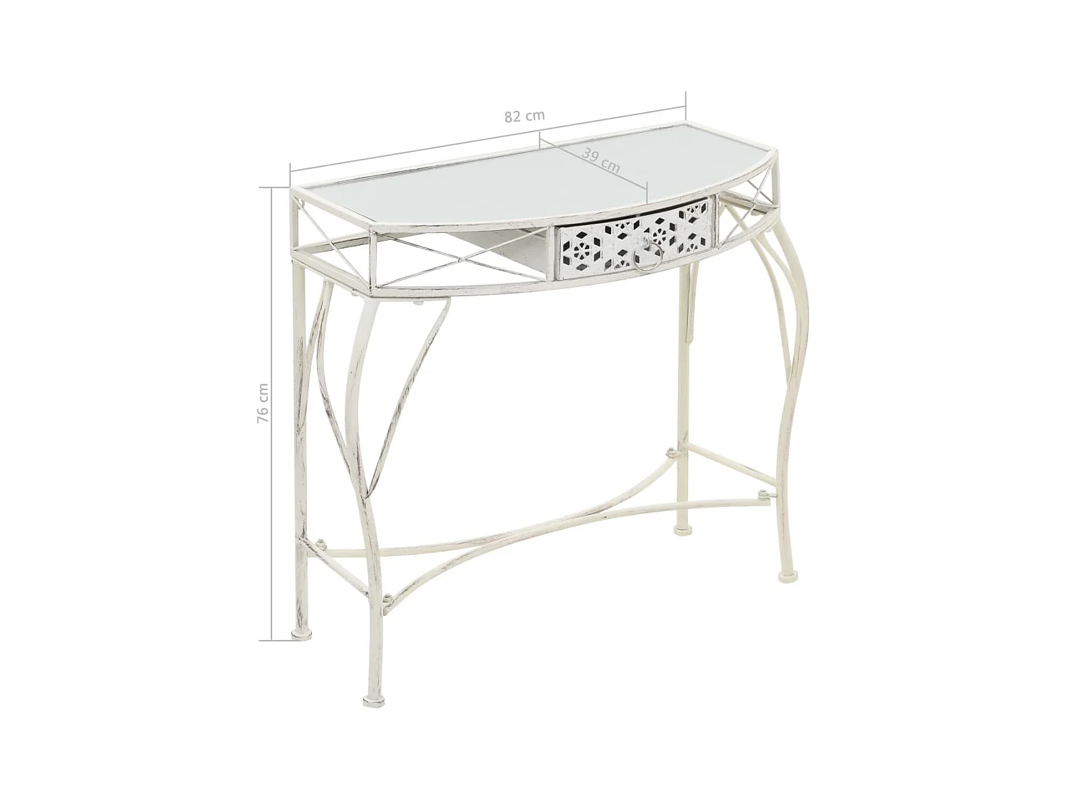 Table d'appoint Style français Métal 82 x 39 x 76 cm Blanc