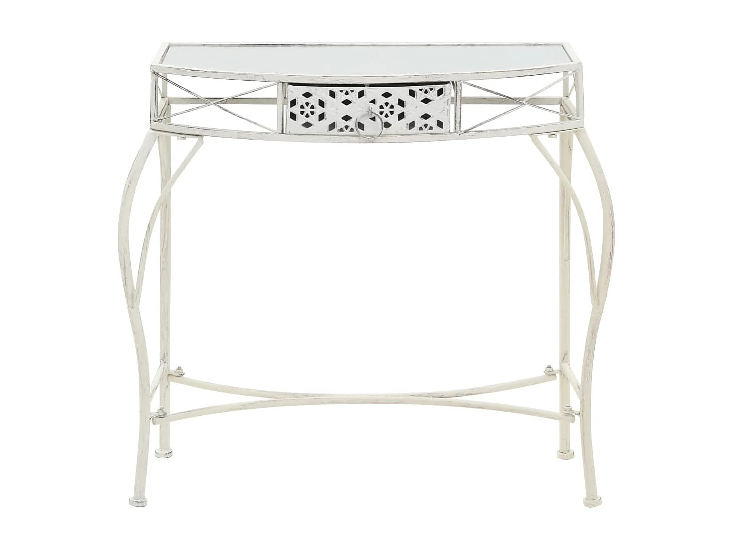 Franse metalen bijzettafel 82 x 39 x 76 cm wit