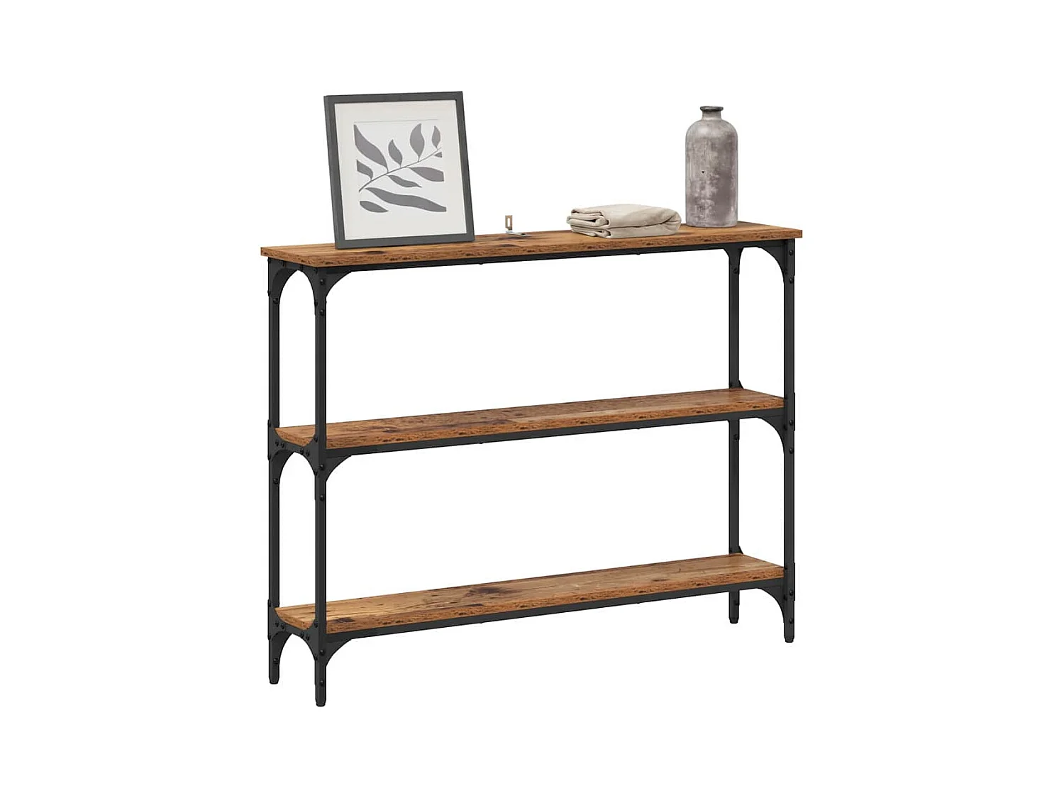 Table console avec étagère Bois ancien 100 x 22.5 x 75 cm