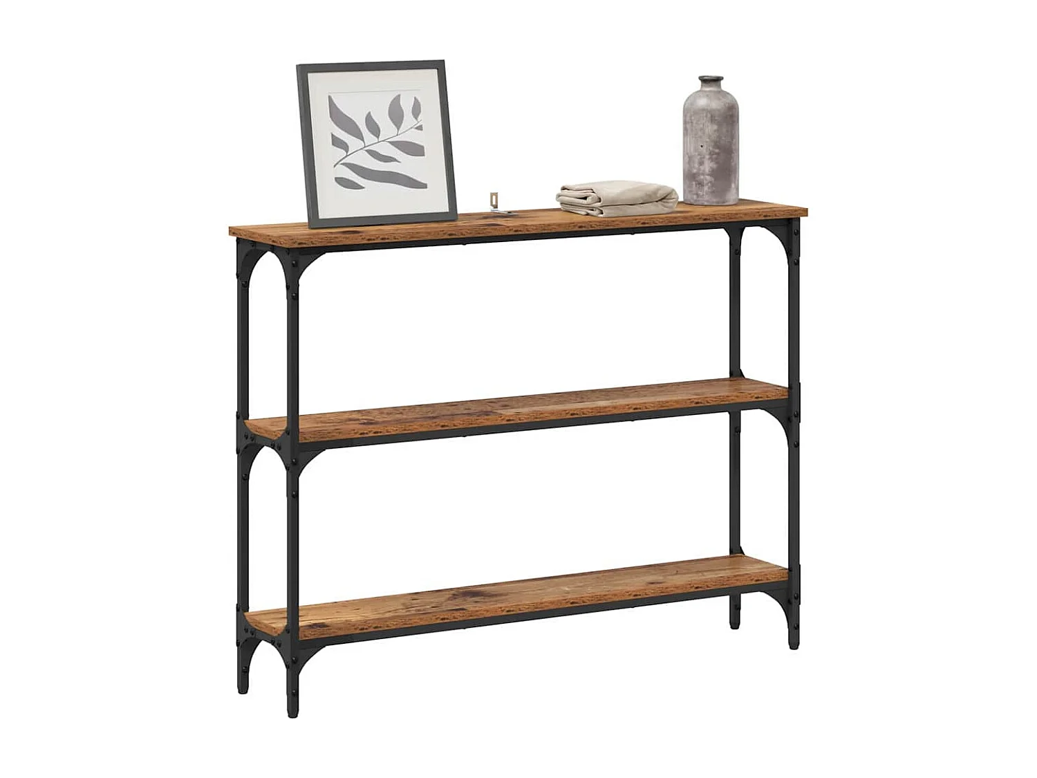 Table console avec étagère Bois ancien 100 x 22.5 x 75 cm