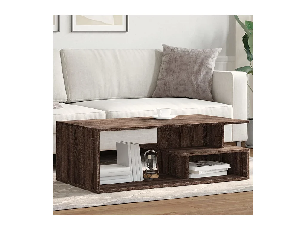 Table basse chêne marron 102x55x35 cm bois d'ingénierie