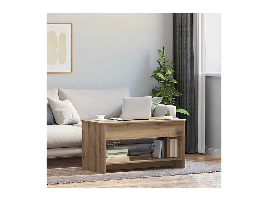 Table basse chêne artisanal 102 x 50 x 52.5 cm
