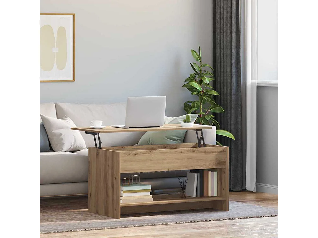 Table basse chêne artisanal 102 x 50 x 52.5 cm