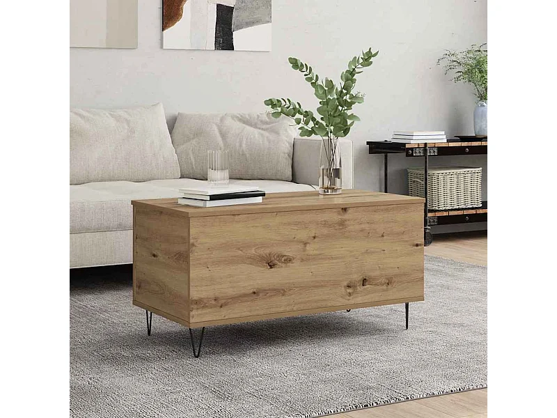 Tavolino da caffè in rovere fatto a mano 90 x 44,5 x 45 cm Legno ingegnerizzato