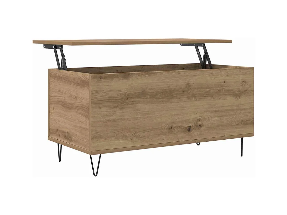 Tavolino da caffè in rovere fatto a mano 90 x 44,5 x 45 cm Legno ingegnerizzato