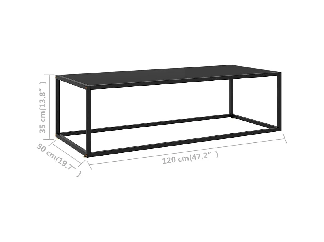 Table basse Noir avec verre noir 120x50x35 cm