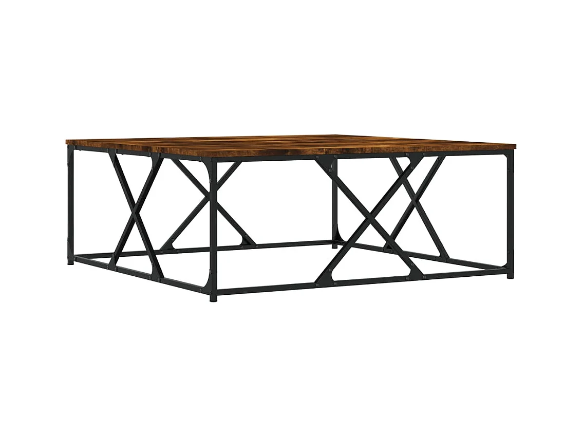 Table basse chêne fumé 100x100x40 cm bois d'ingénierie