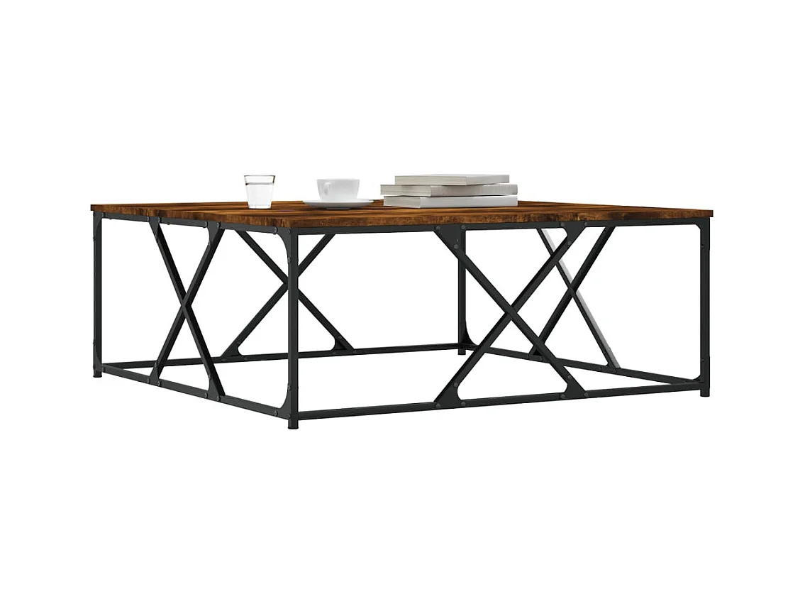 Table basse chêne fumé 100x100x40 cm bois d'ingénierie