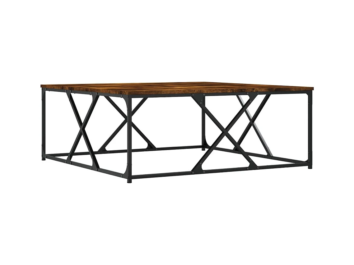 Table basse chêne fumé 100x100x40 cm bois d'ingénierie