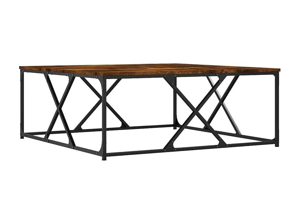 Table basse chêne fumé 100x100x40 cm bois d'ingénierie