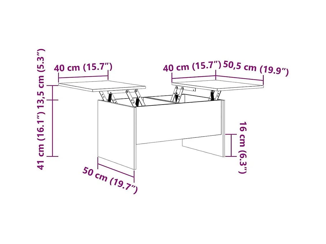 Salontafel Antiek hout 80 x 50,5 x 42,5 cm Bewerkt hout