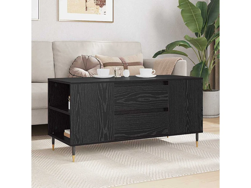 Tavolino da caffè Rovere nero 102 x 44,5 x 50 cm Legno ingegnerizzato