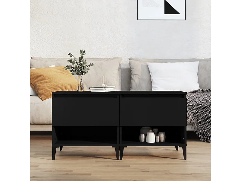 Tables d'appoint 2 pcs Noir 50x46x50 cm Bois d’ingénierie