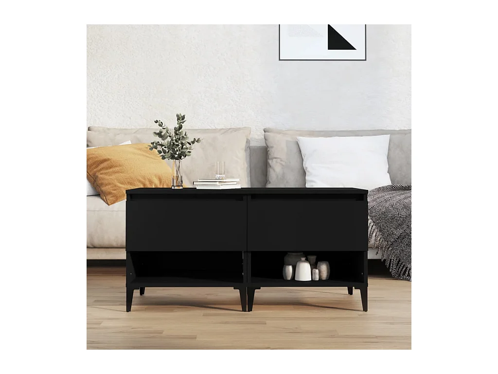 Tables d'appoint 2 pcs Noir 50x46x50 cm Bois d’ingénierie