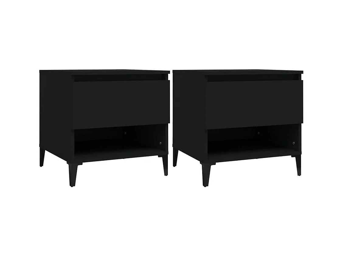 Tables d'appoint 2 pcs Noir 50x46x50 cm Bois d’ingénierie