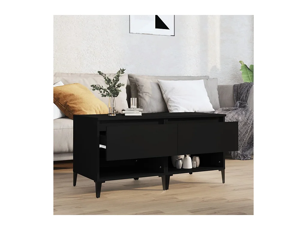 Tables d'appoint 2 pcs Noir 50x46x50 cm Bois d’ingénierie