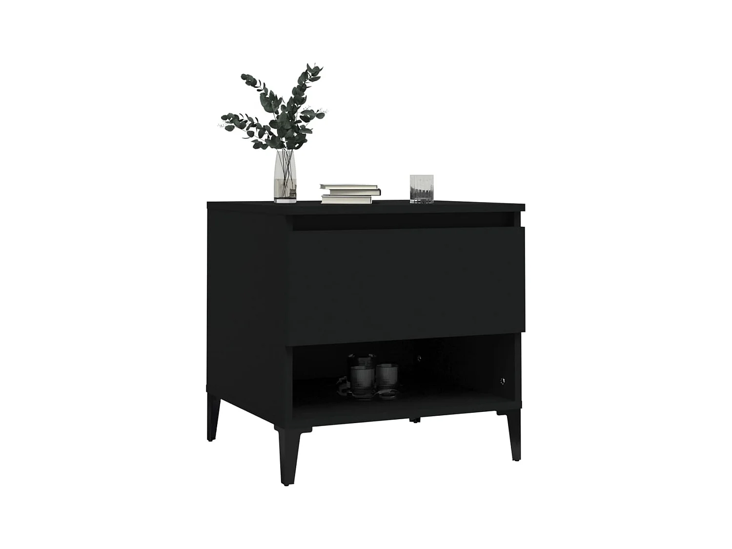 Tables d'appoint 2 pcs Noir 50x46x50 cm Bois d’ingénierie