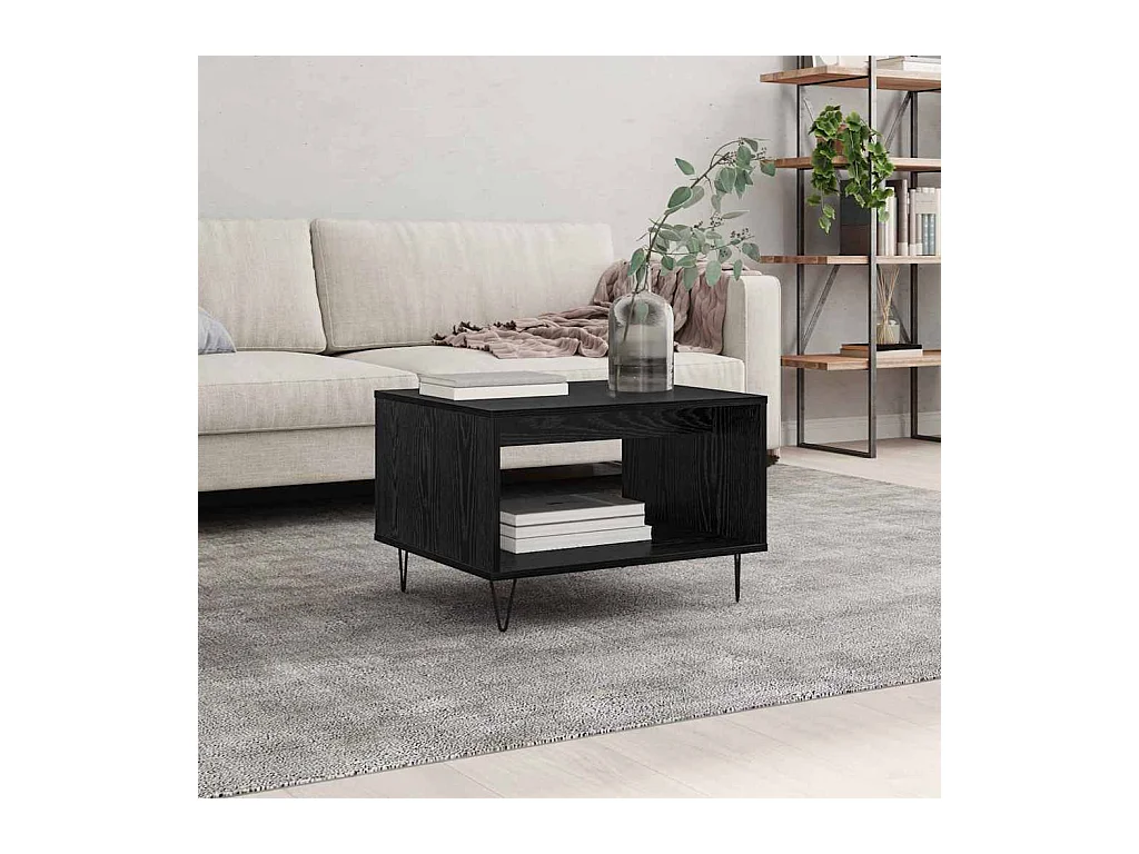 Mesa de centro Roble negro 60 x 50 x 40 cm Madera de ingeniería