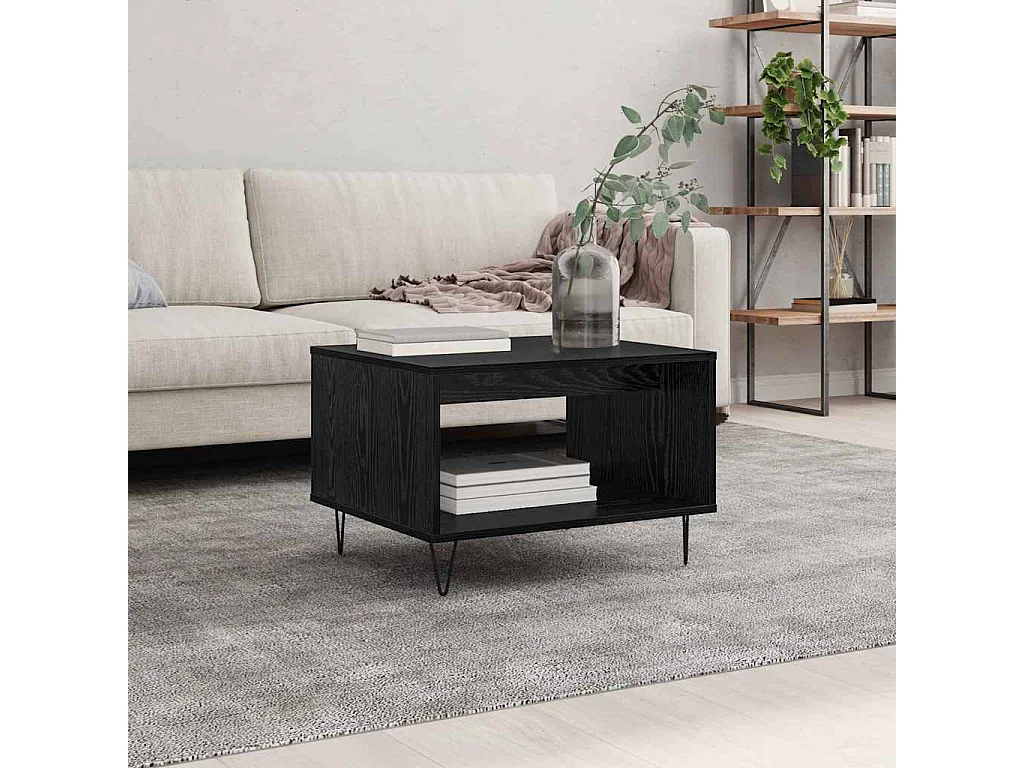 Salontafel Zwarte eik 60 x 50 x 40 cm Bewerkt hout