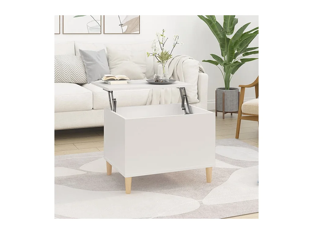 Table basse Blanc 60x44,5x45 cm Bois d'ingénierie